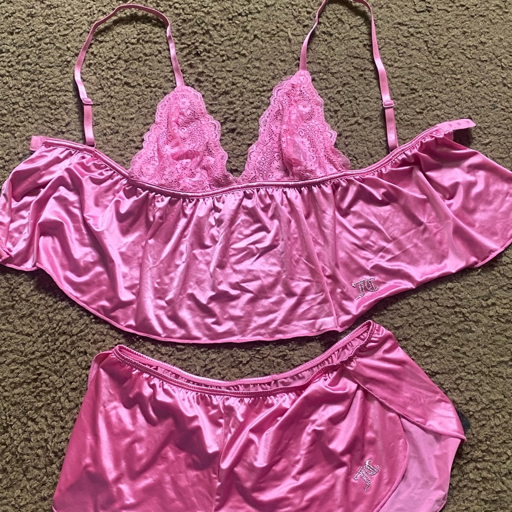 Juicy Couture Pink Lace and Satin Bra Set